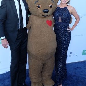 Aidan Mattox navy blue beaded formal gown.